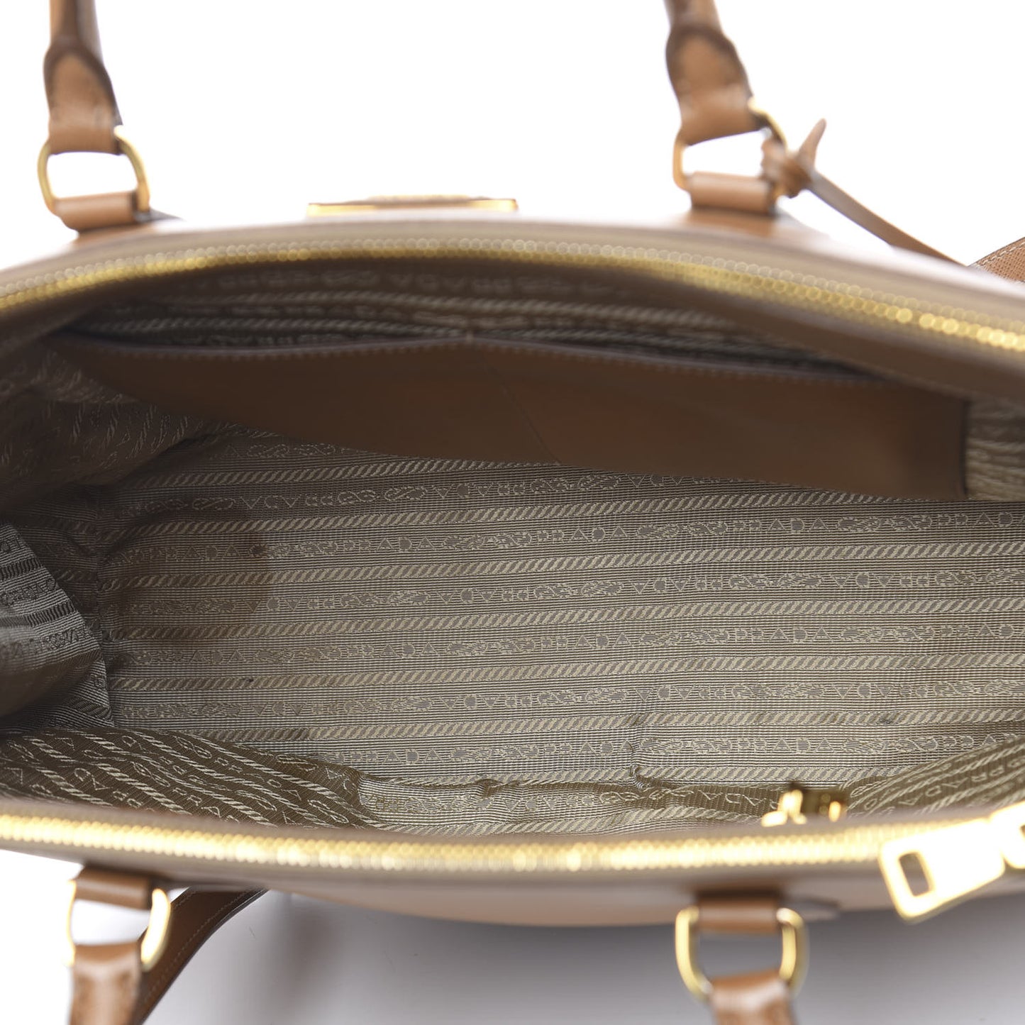 Saffiano Medium Galleria Double Zip Tote Caramel