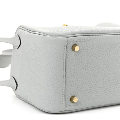 Hermes Taurillon Clemence Mini Lindy 20 Bleu Glacier 9 of 11
