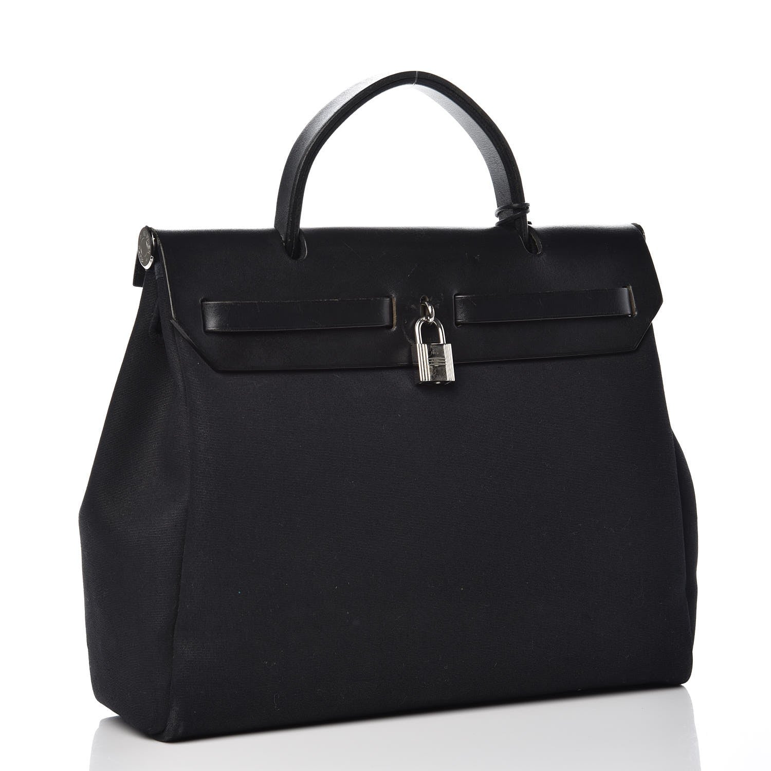 Hermes Toile Vache Calfskin Herbag 30 PM Black 5 of 26