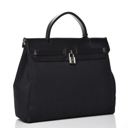 Hermes Toile Vache Calfskin Herbag 30 PM Black 5 of 26