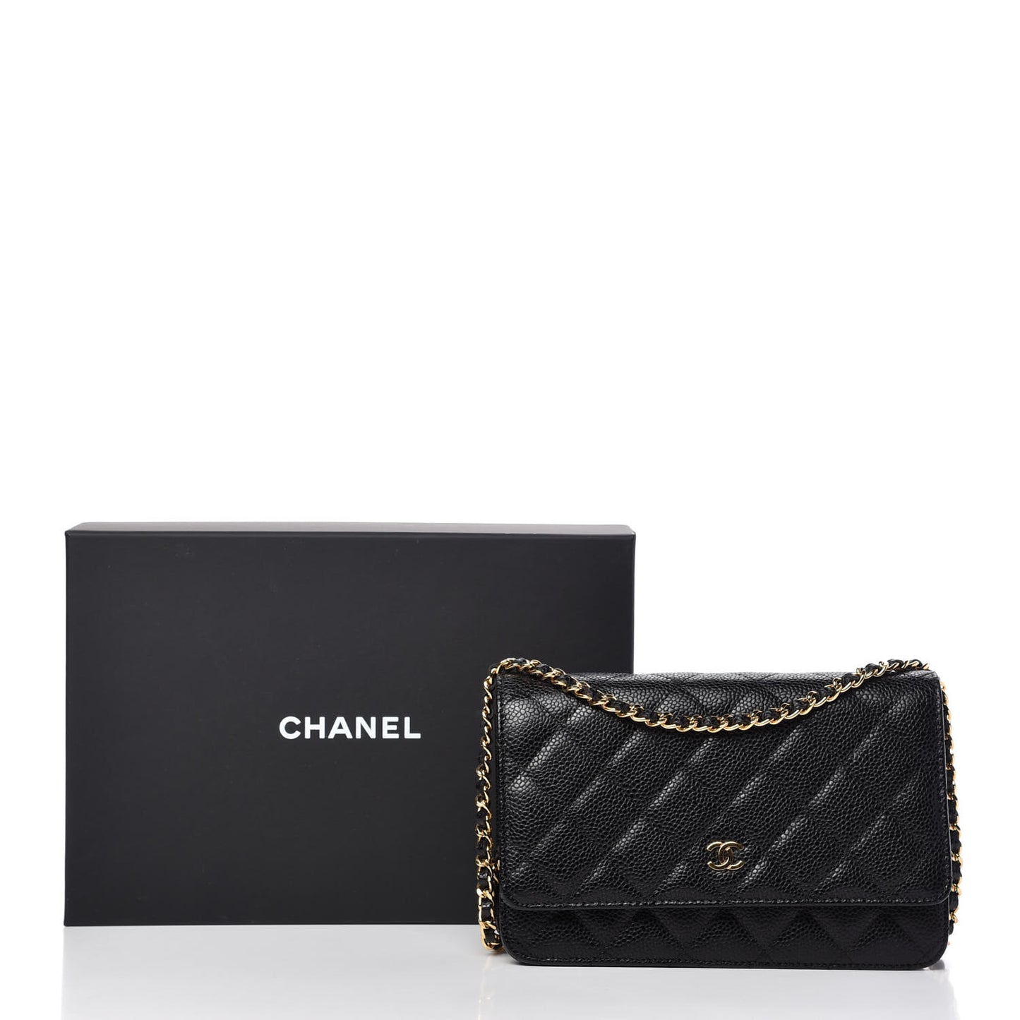 Caviar Quilted Wallet On Chain WOC Black