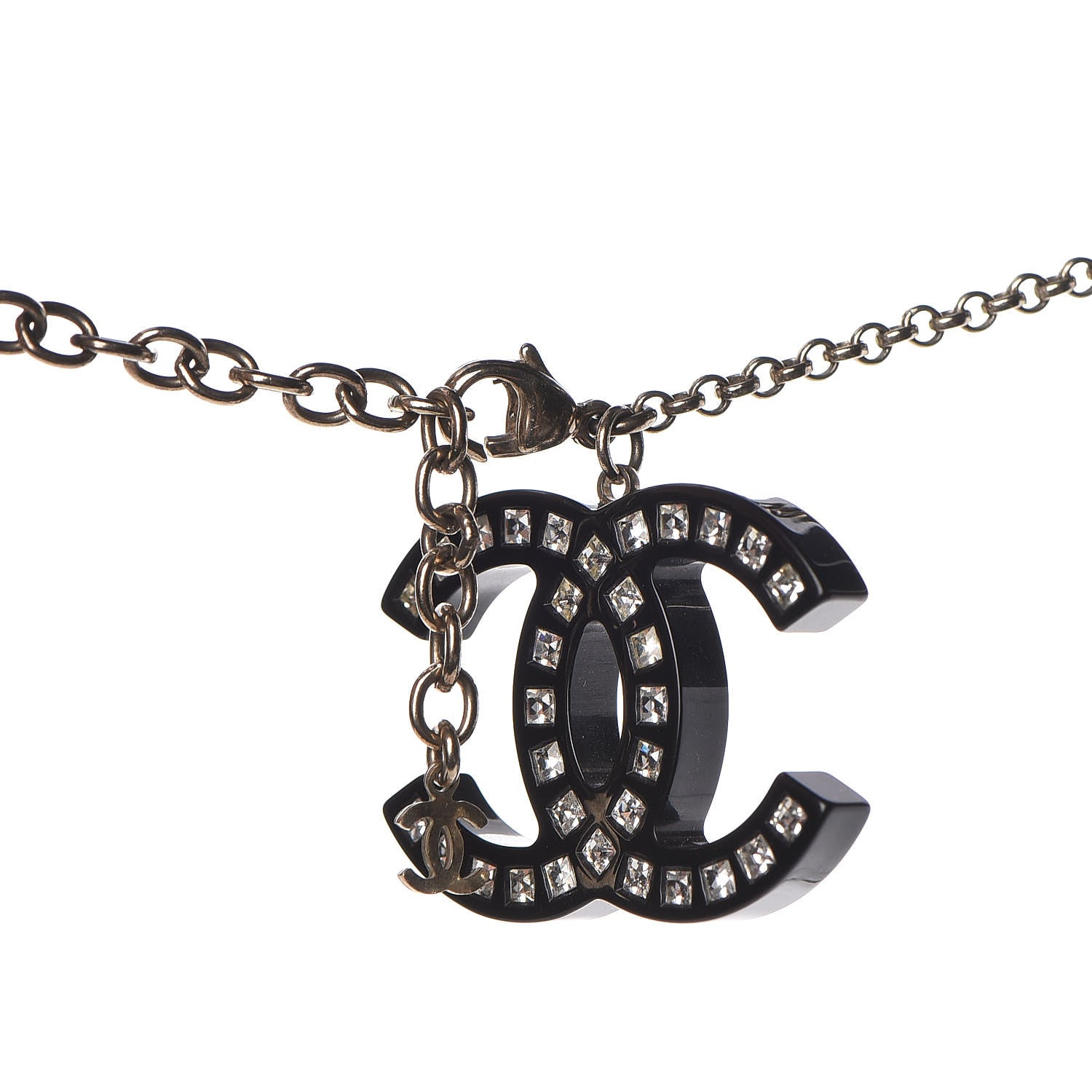 Chanel Crystal Resin Butterfly CC Necklace Gold 4 of 4