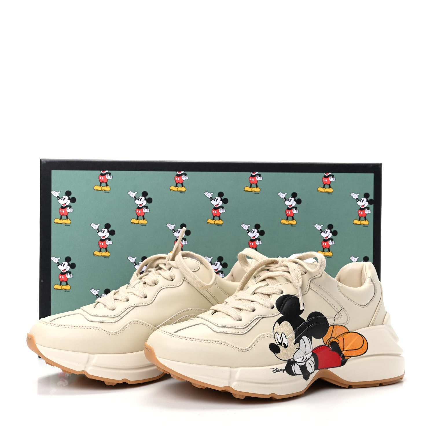 Gucci X DISNEY Calfskin Mickey Mouse Womens Rhyton Sneakers 35.5 Ivory 8 of 8