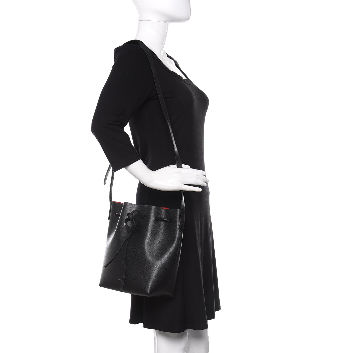 Mansur Gavriel Saffiano Mini Bucket Bag Black Flamma 2 of 9