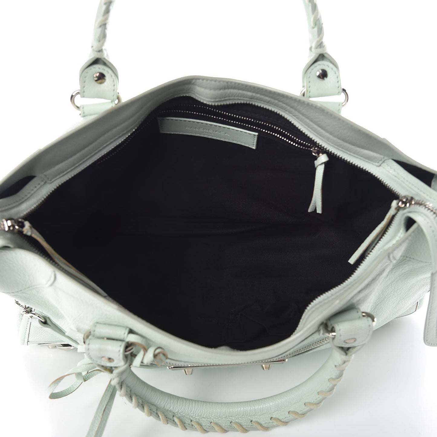 Chevre Silver Metallic Edge Hardware City Vert Anis