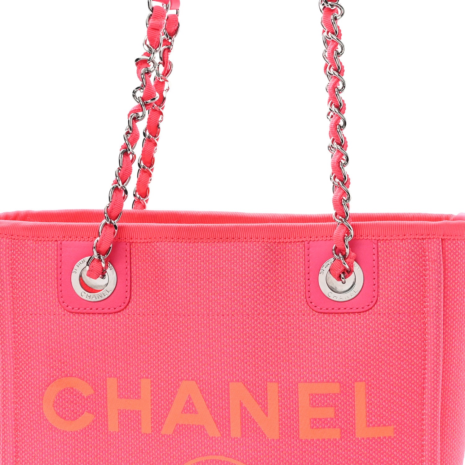 Chanel Canvas Mini Deauville Tote Pink Orange 8 of 12