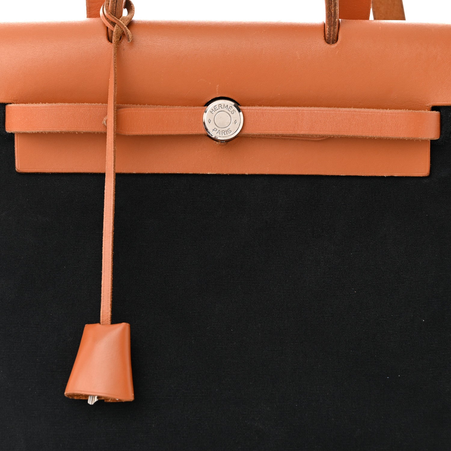 Hermes Toile Vache Calfskin Herbag 30 PM Backpack Black Natural 8 of 13