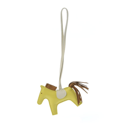 Hermes Milo Lambskin Grigri Rodeo Horse Bag Charm PM Lime Sesame Craie 1 of 5