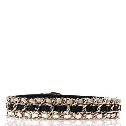 Chanel Calfskin CC Triple Row Chain Belt 80 32 Gold Black White 2 of 6