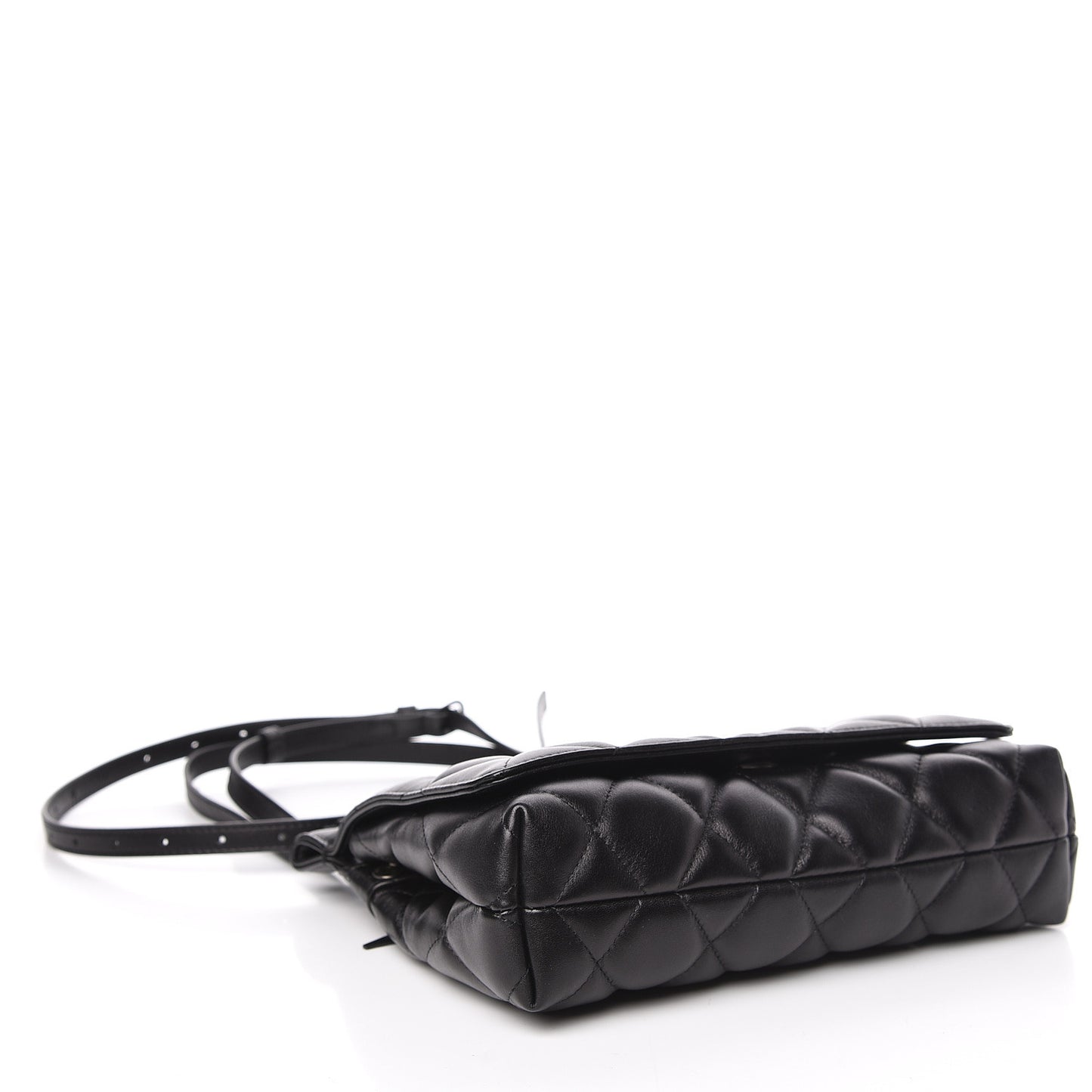 Nappa Calfskin Matelasse Medium B Logo Bag Black