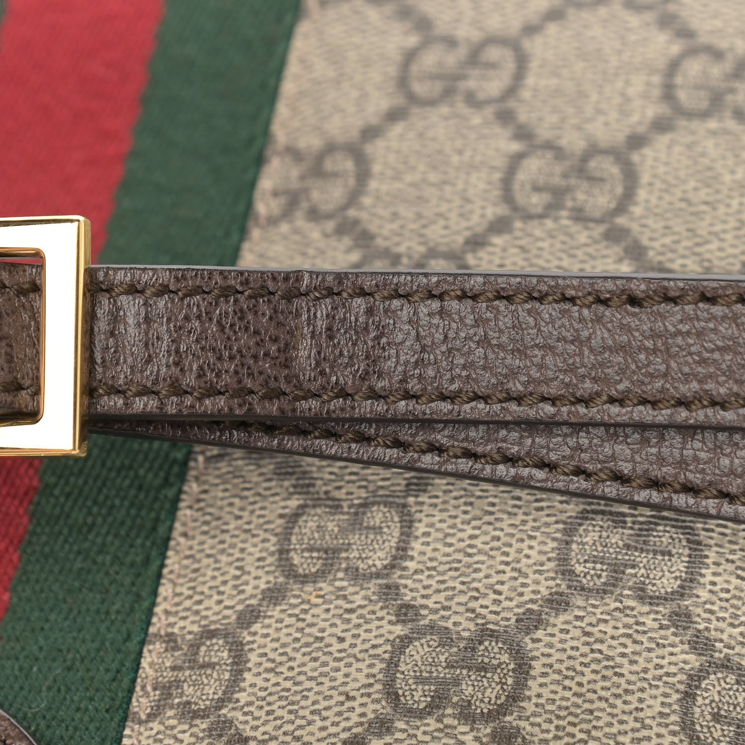 Gucci GG Supreme Monogram Textured Dollar Calfskin Web Small Ophidia Dome Shoulder Bag Beige Ebony New Acero 12 of 13