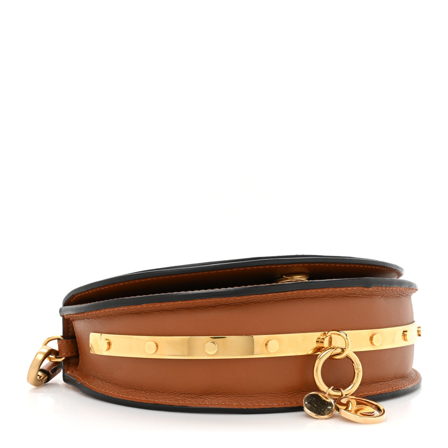 Spazzolato Sfumato Lambskin Calfskin Small Nile Bracelet Minaudiere Bag Caramel