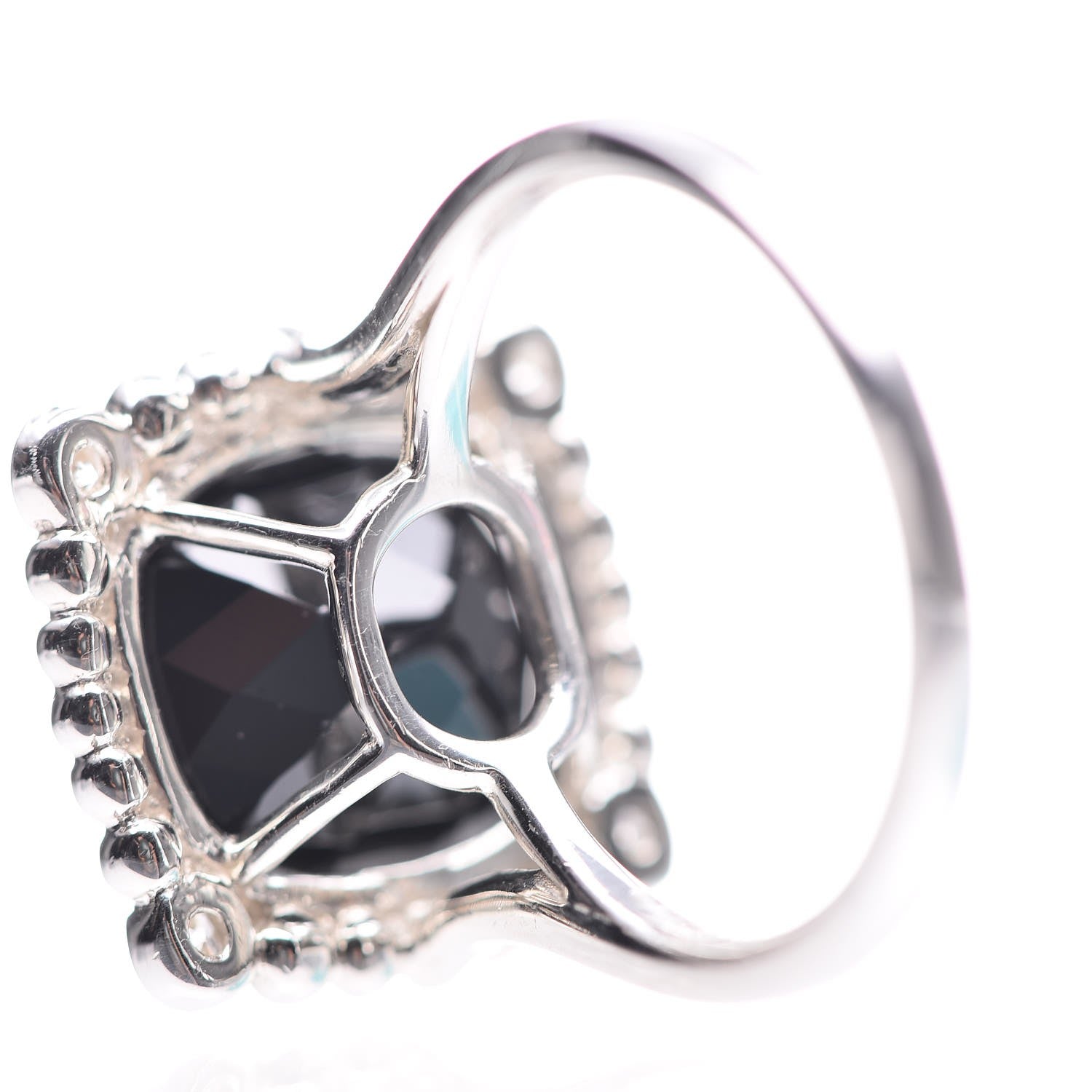 Tiffany Sterling Silver Black Spinel Diamond 15mm Ziegfeld Ring 50 5.25 6 of 8