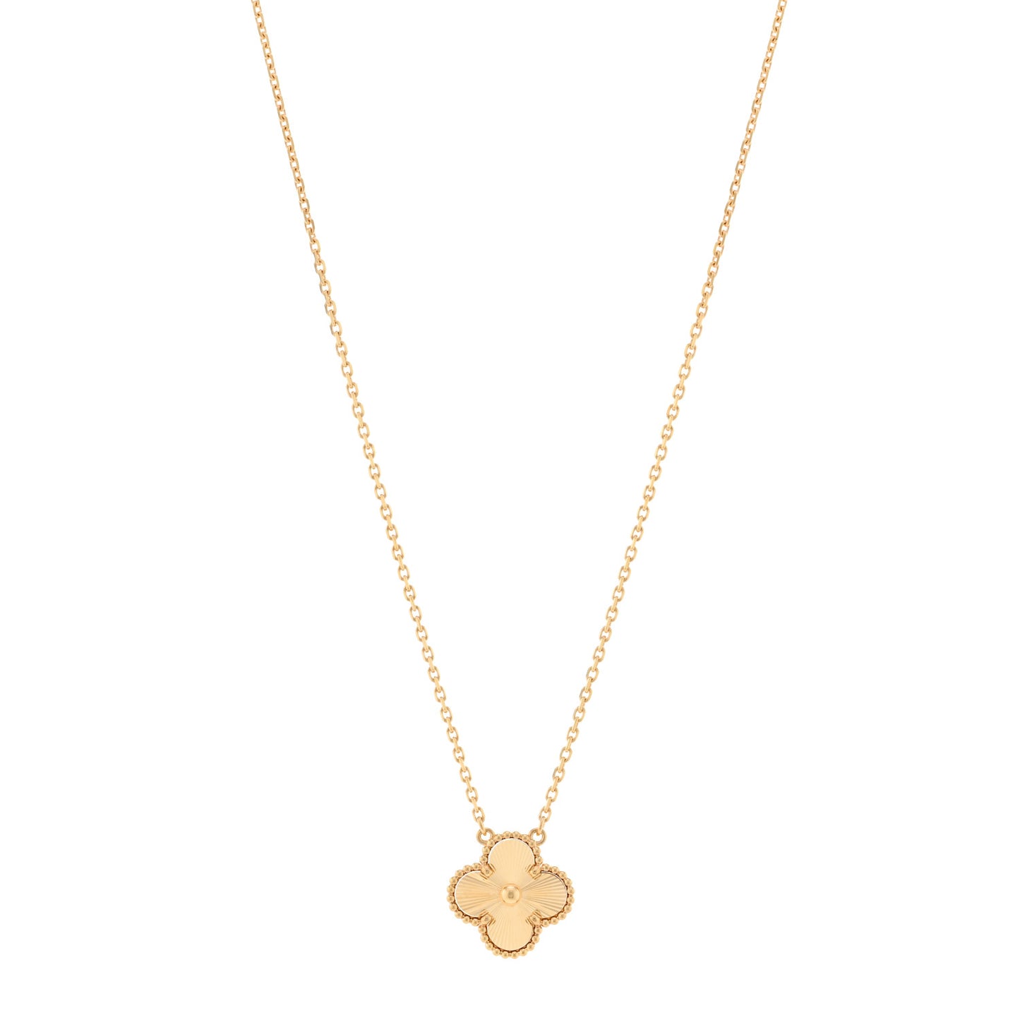 18K Yellow Gold Guilloché Vintage Alhambra Pendant Necklace