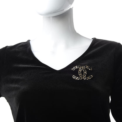 Chanel Lambskin Chain CC Brooch Black Gold 2 of 4