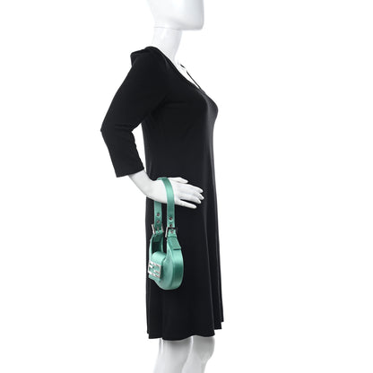 Fendi Silk Satin Mini Cookie Hobo Bag Spring Turquoise 2 of 10