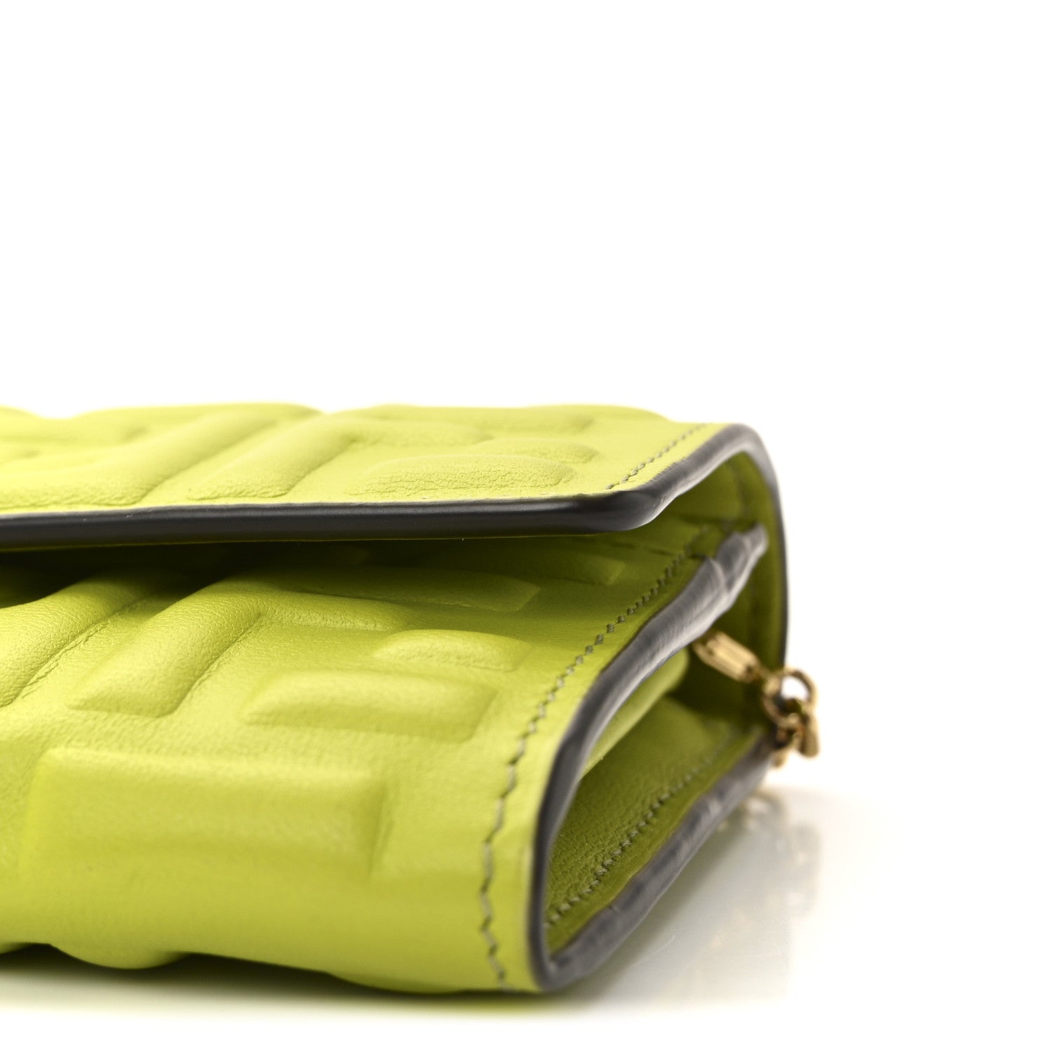 Fendi Nappa Matisse FF Embossed Continental Wallet On Chain Wasabi