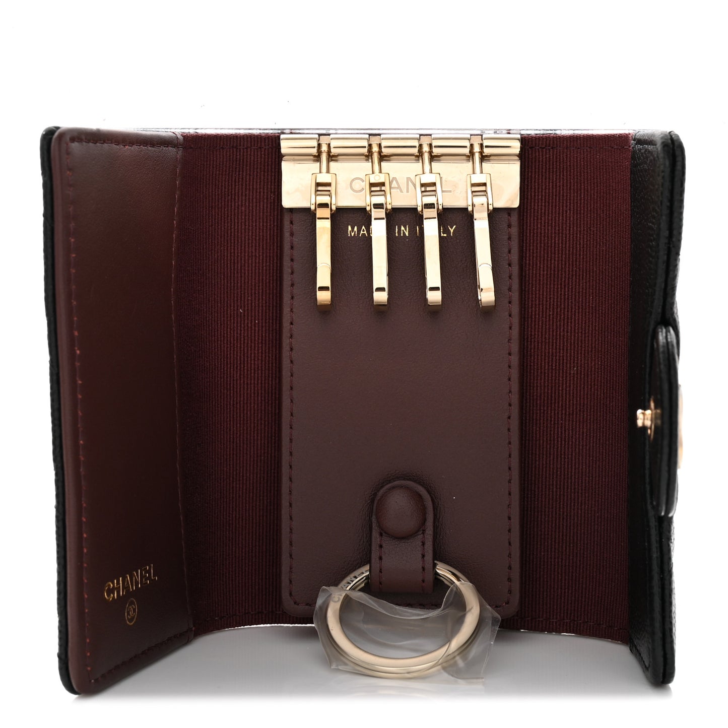 Caviar Quilted Classic 4 Key Holder Wallet Black