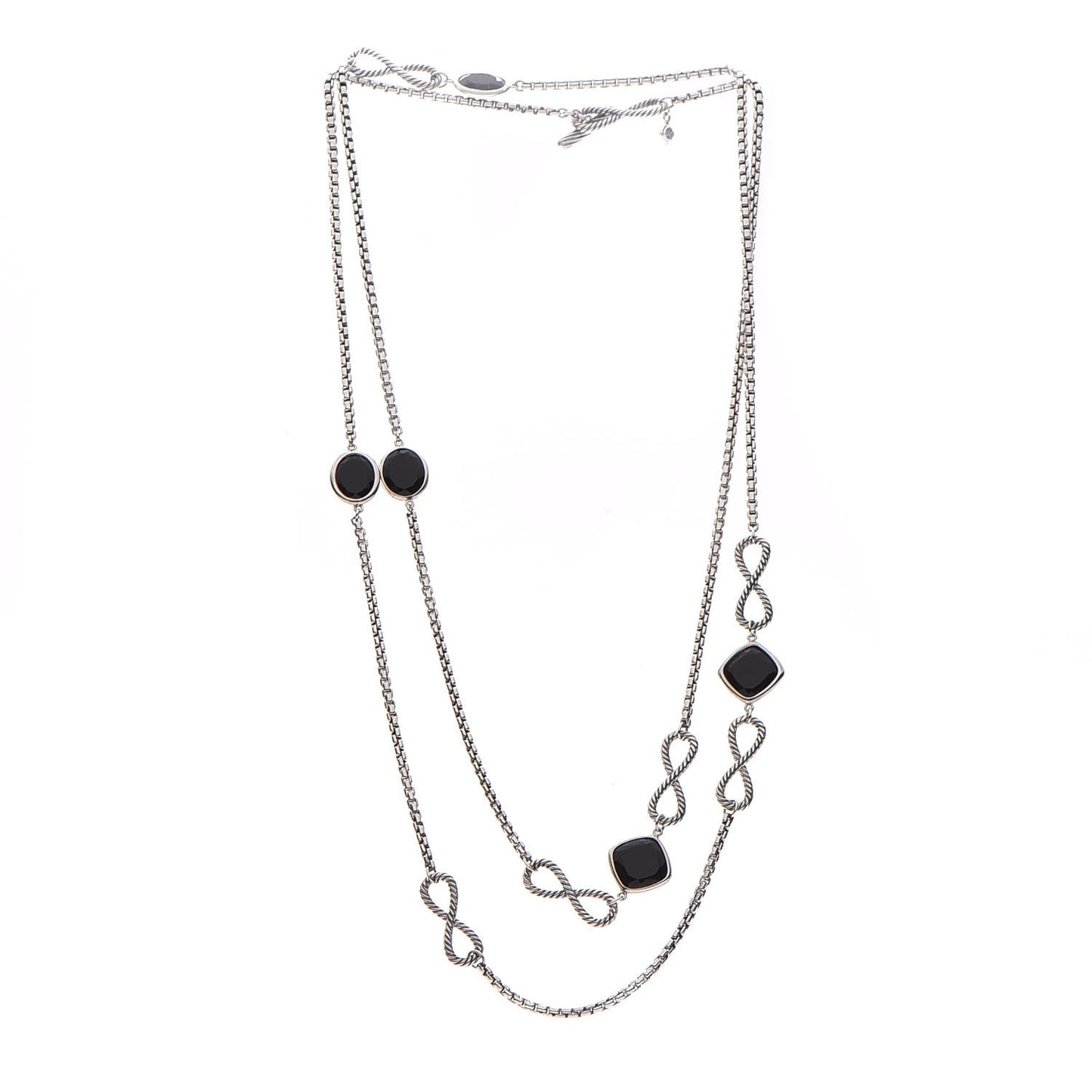Sterling Silver Black Onyx Infinity Necklace