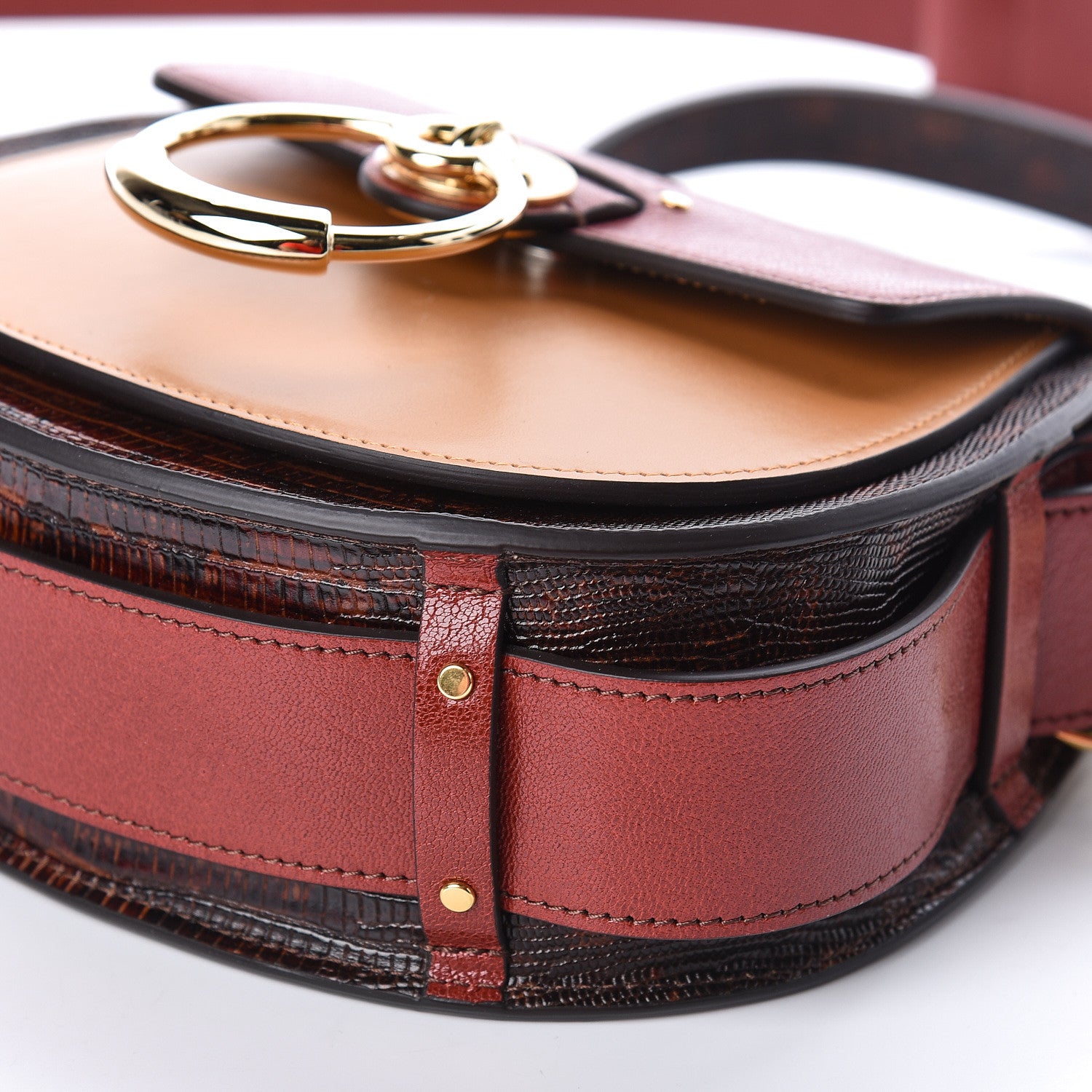 Chloe Calfskin Lizard Embossed Small Tess Bag Sepia Brown 8 of 8
