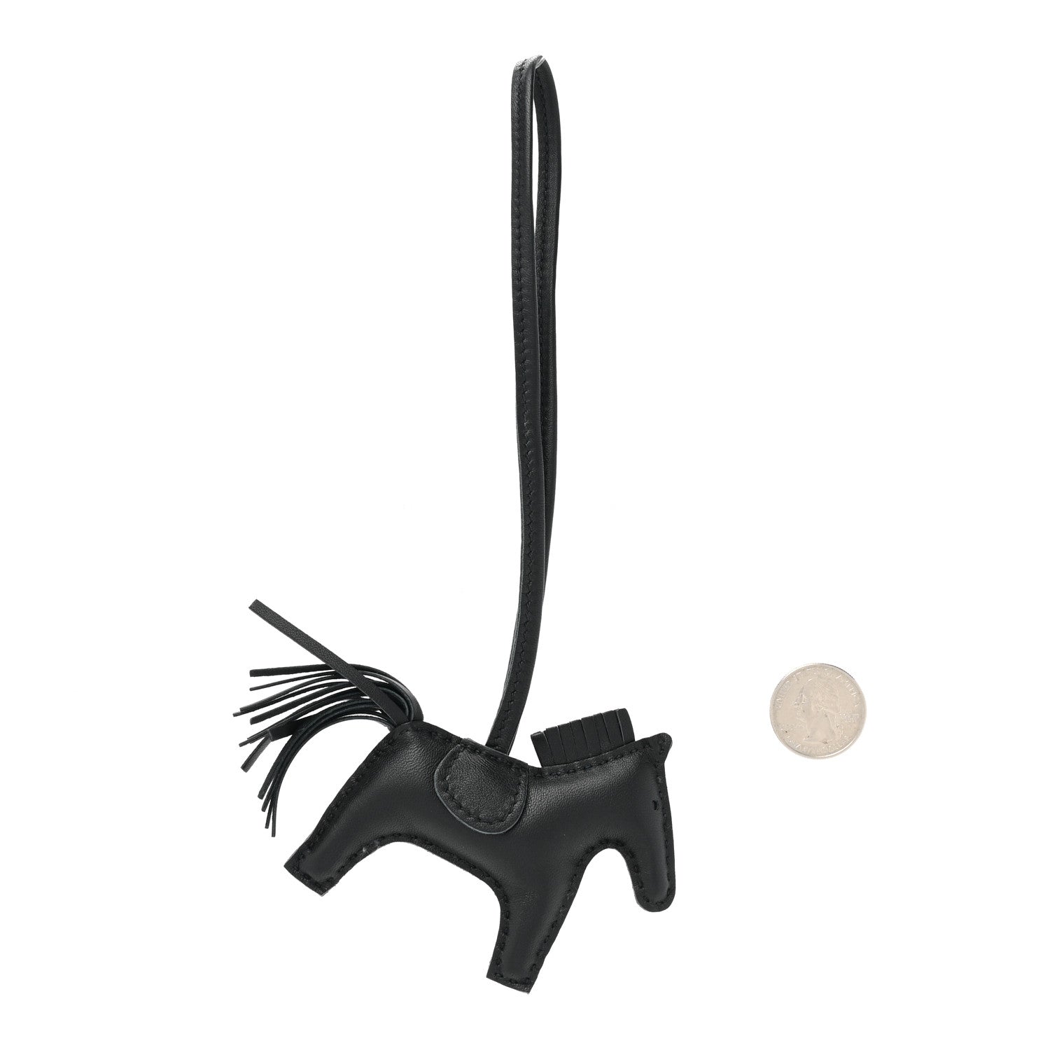 Hermes Milo Lambskin Grigri Rodeo Horse Bag Charm PM So Black 2 of 4