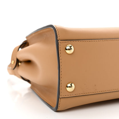 Fendi Vitello Seta Nappa FF Embossed Mini Peekaboo Iconic Satchel Miele Scuro 10 of 12