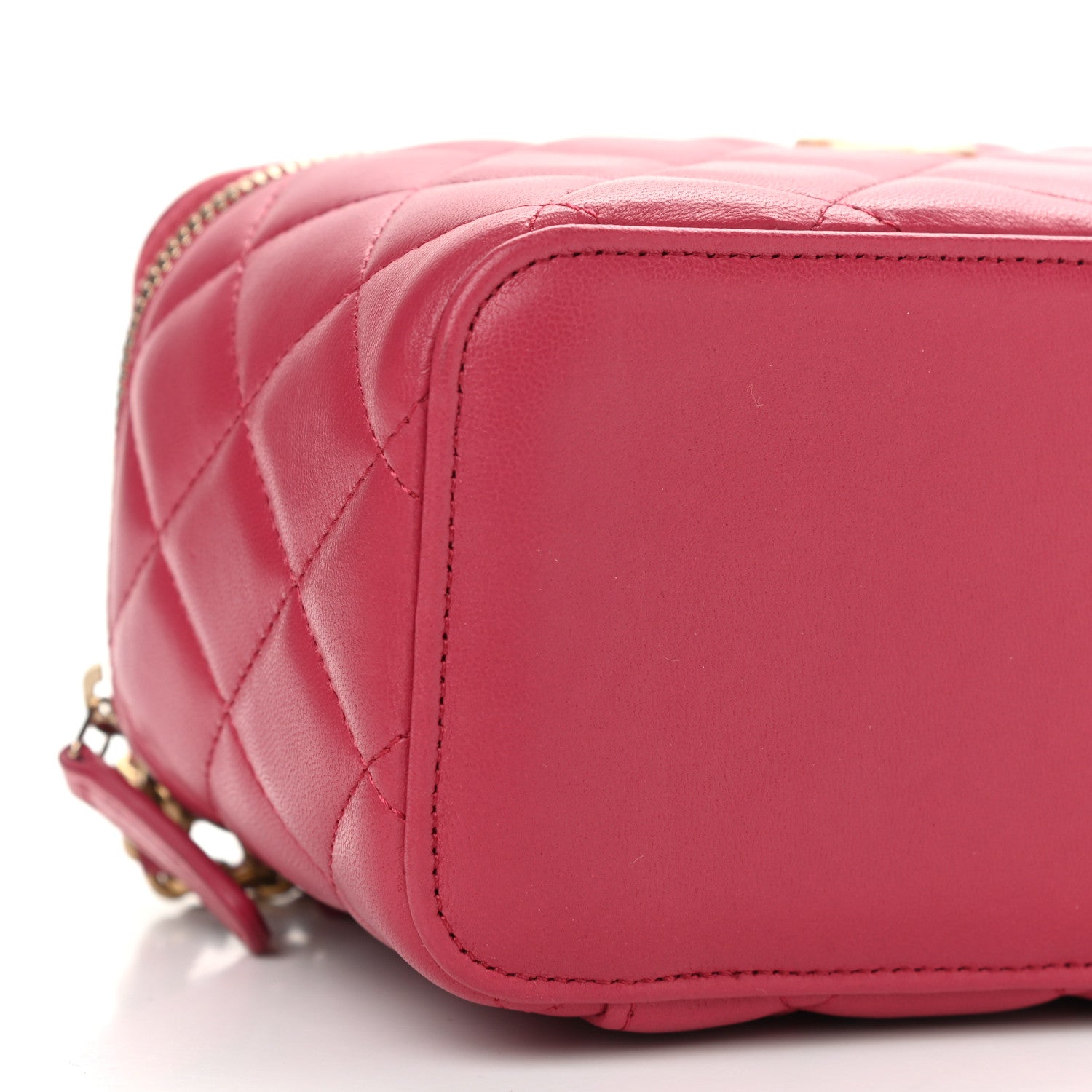 Chanel Lambskin Quilted Small Top Handle Vanity Case With Chain Dark Pink 9 of 10