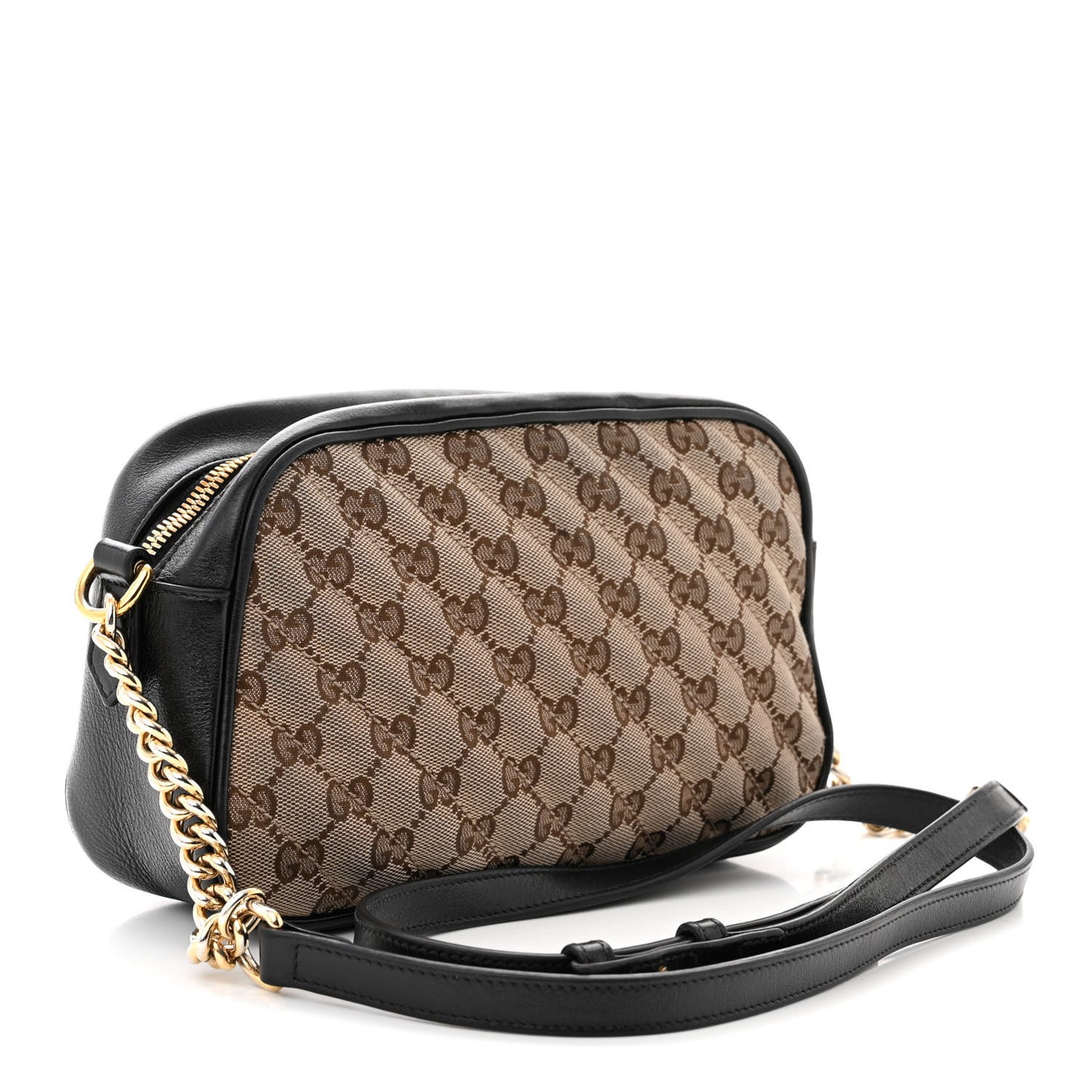 Monogram Matelasse Diagonal Small GG Marmont Chain Shoulder Bag Beige Black
