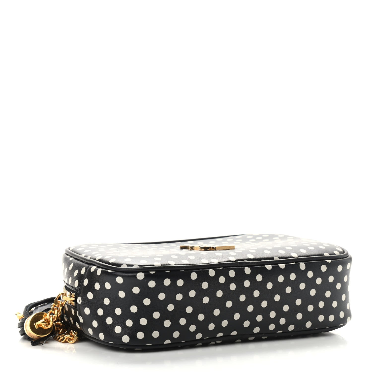 Saint Laurent Calfskin Printed Polka Dot Mini Lou Camera Bag Black Crema Soft 4 of 9