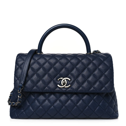 Chanel Caviar Quilted Medium Coco Handle Flap Navy Blue 1 of 9