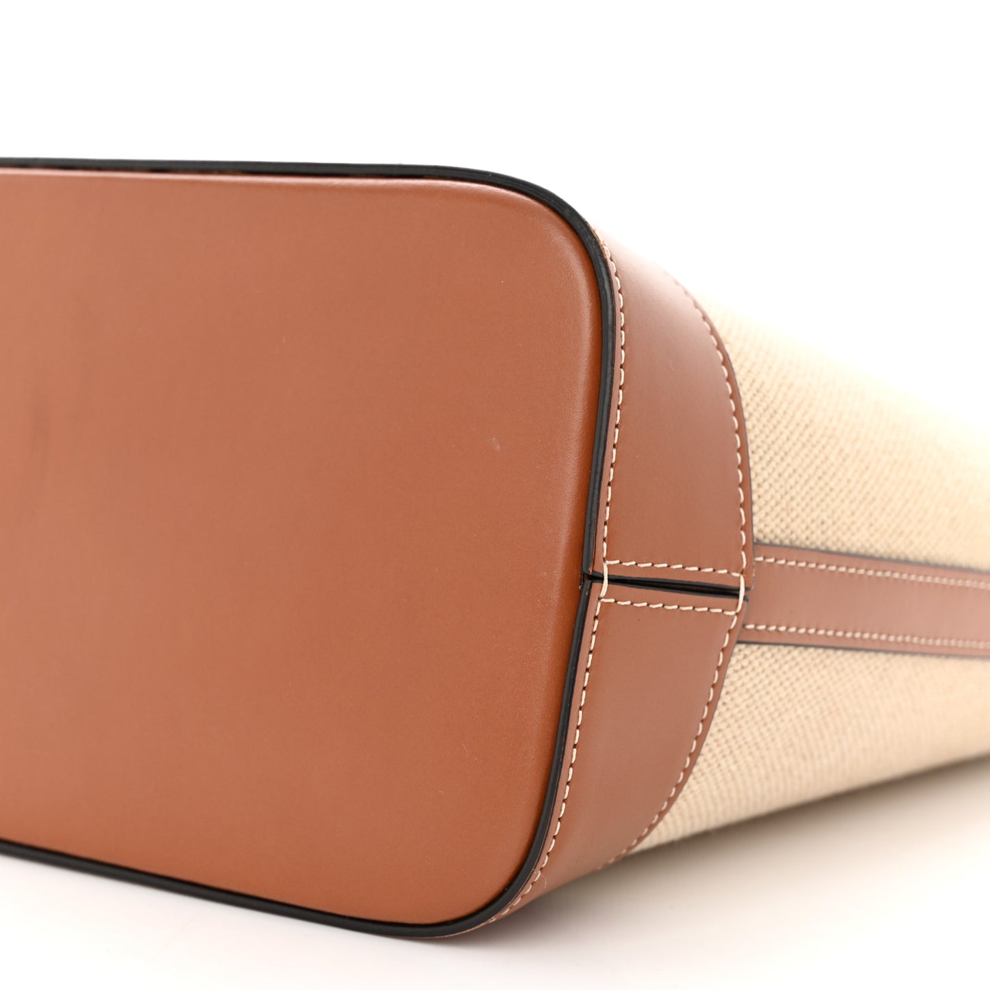 Canvas Calfskin Triomphe Small Bucket Bag Vanilla Tan