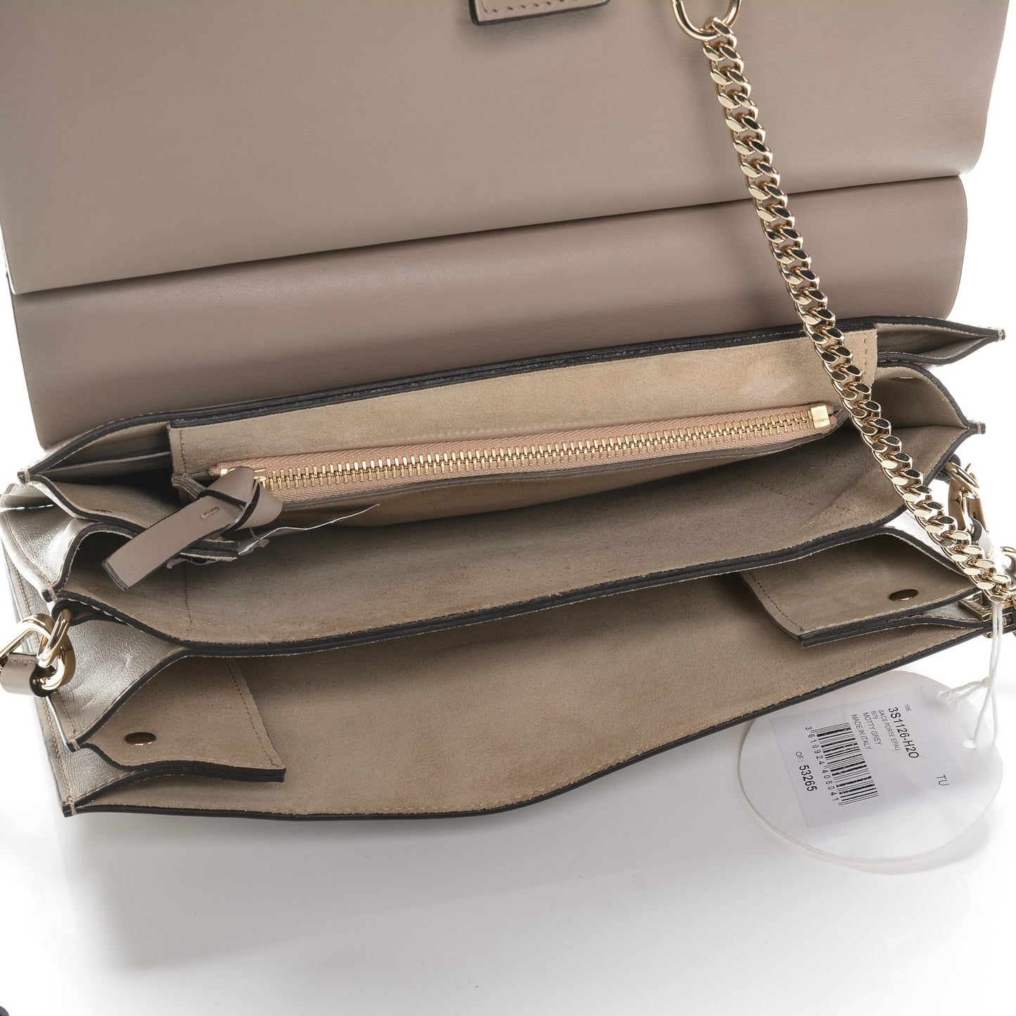 Calfskin Suede Medium Faye Shoulder Bag Motty Grey