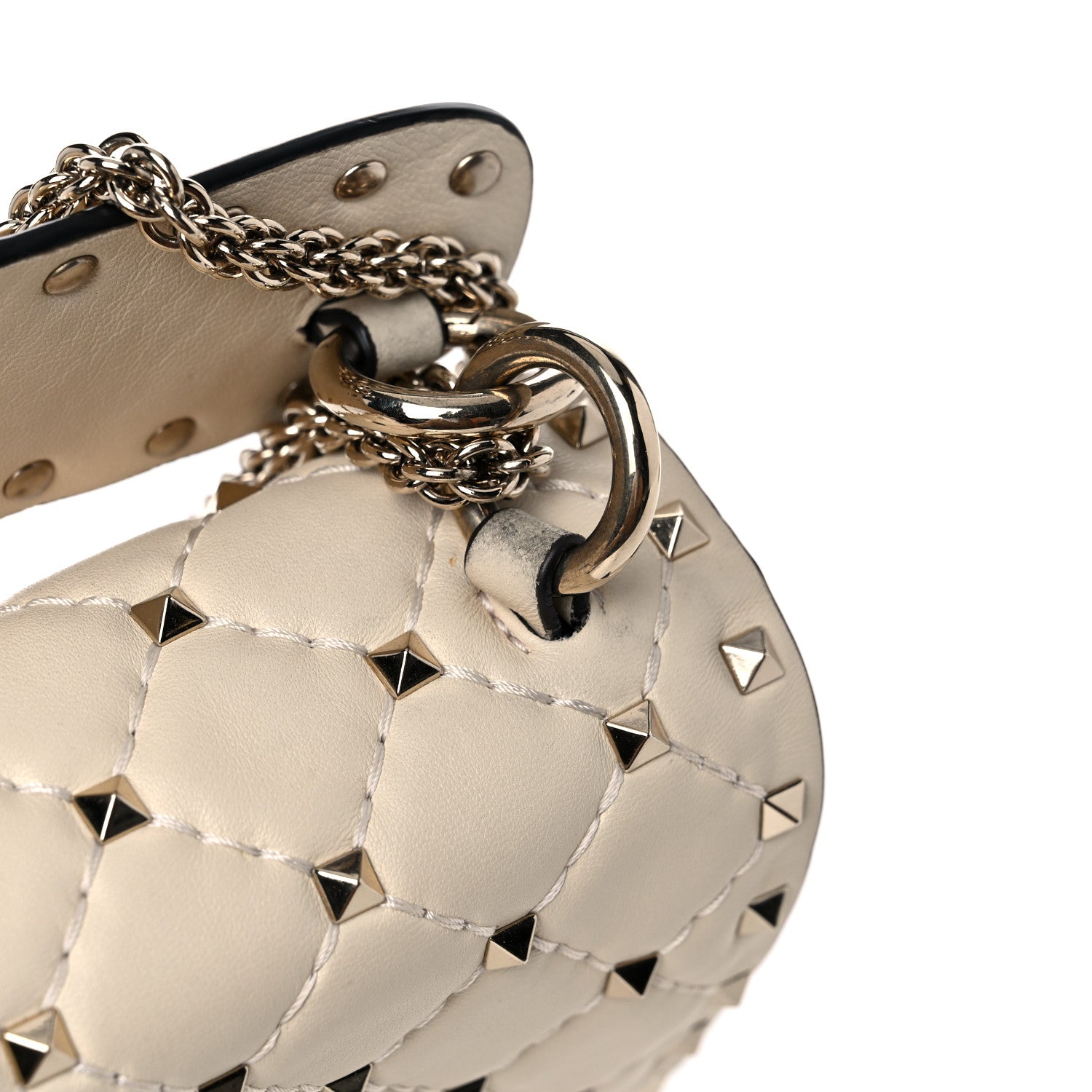 Valentino Garavani Nappa Medium Rockstud Spike Shoulder Bag Light Ivory 13 of 17