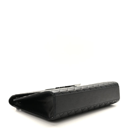 Saint Laurent Grain De Poudre Textured Mixed Matelasse Large Triquilt Monogram Monochrome Satchel Black 4 of 9