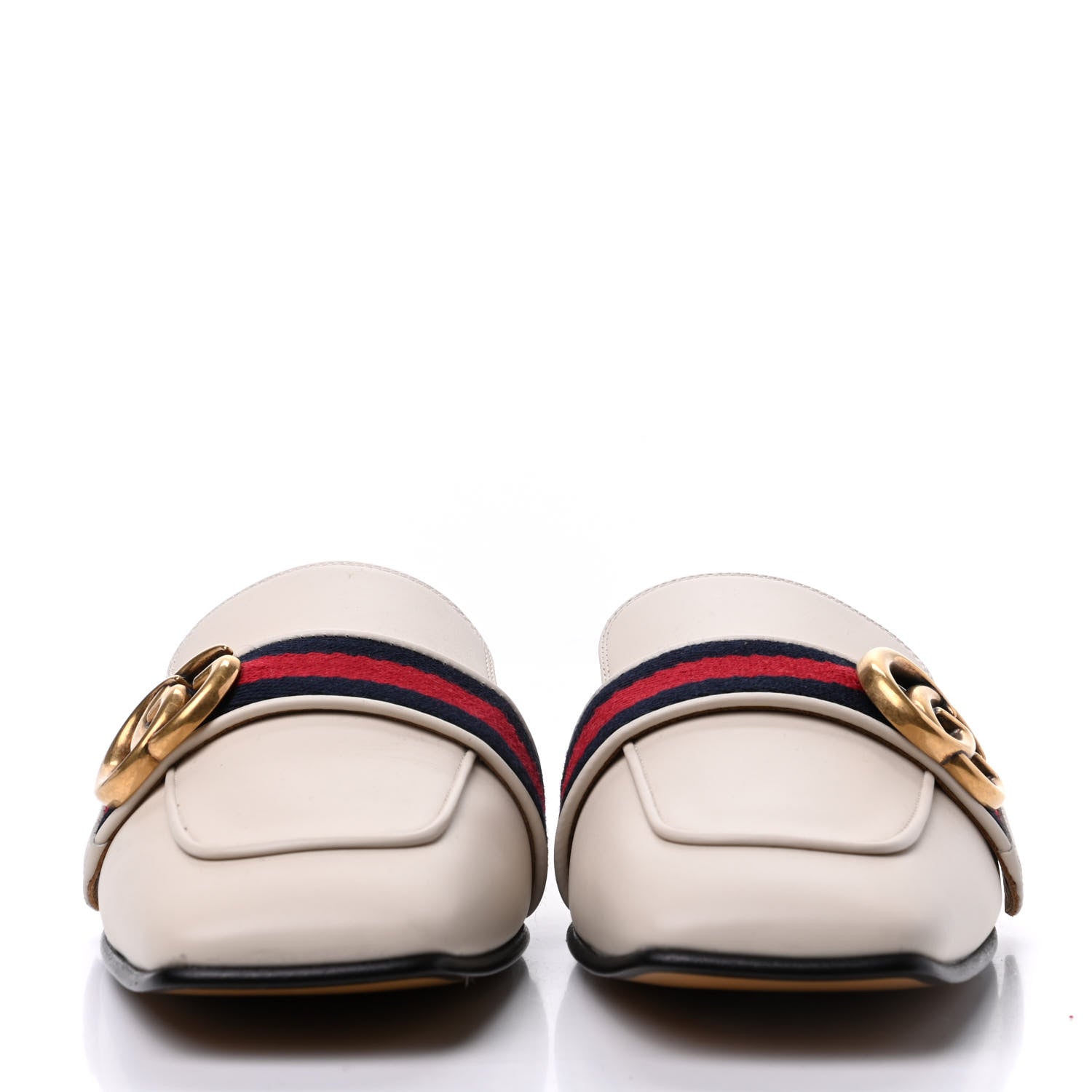 Gucci Calfskin Web Womens Peyton GG Slippers 36.5 White 2 of 13