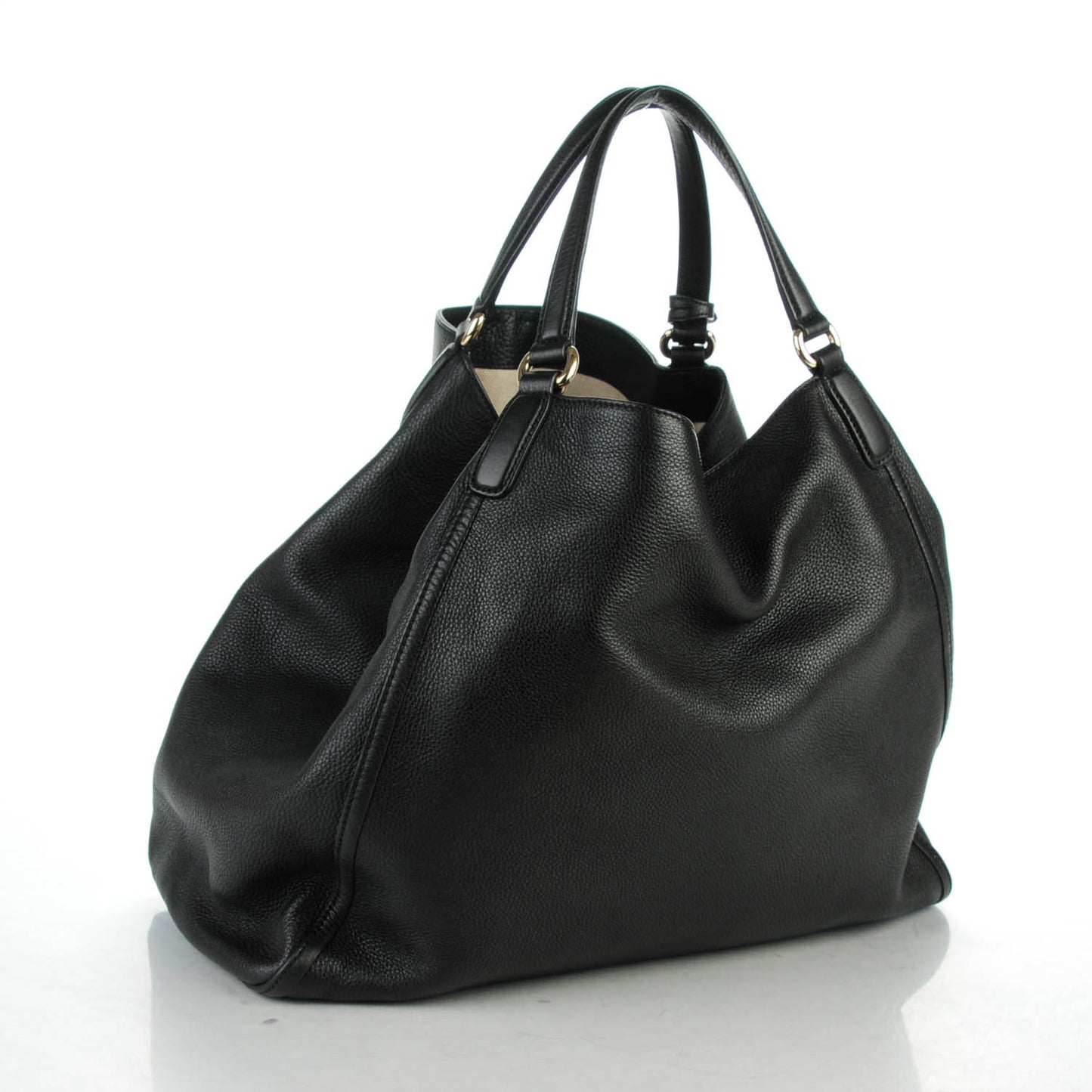 Pebbled Calfskin Large Soho Shoulder Bag Black