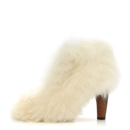 Chanel Fur Ankle Boots 37.5 White 1 of 9