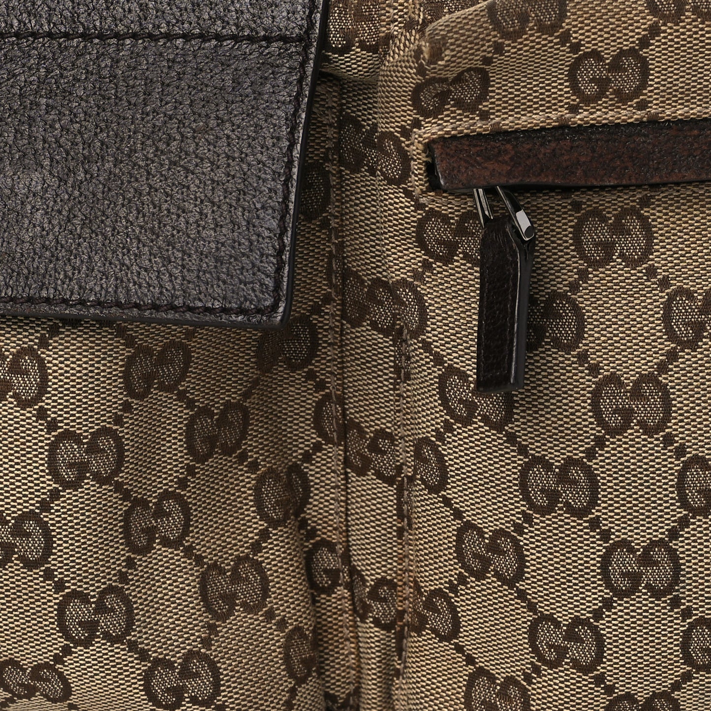 GG Monogram Double Pocket Belt Bag Dark Brown