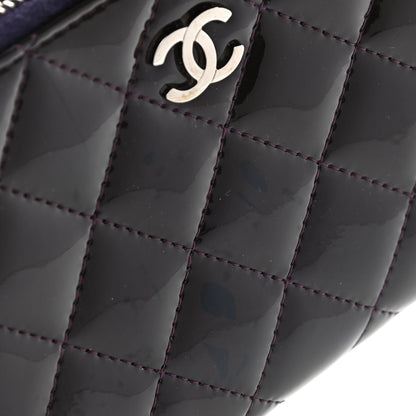 Chanel Patent Quilted Small Zip Around Wallet Dark Purple 11 of 13