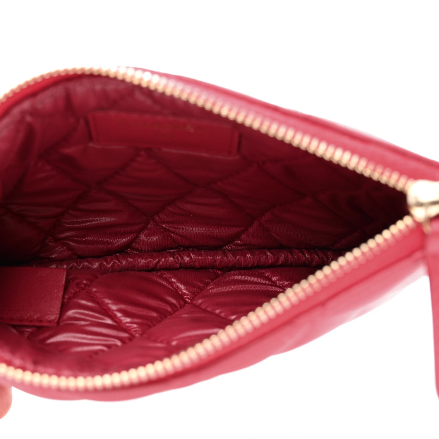Chanel Lambskin Quilted Small Cosmetic Case Red 5 of 7