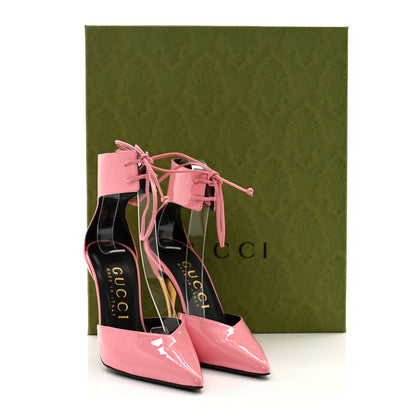Gucci Vitello Vernice Soft Nappa Priscilla Ankle Cuff Pumps 37.5 Butterfly Pink 9 of 9