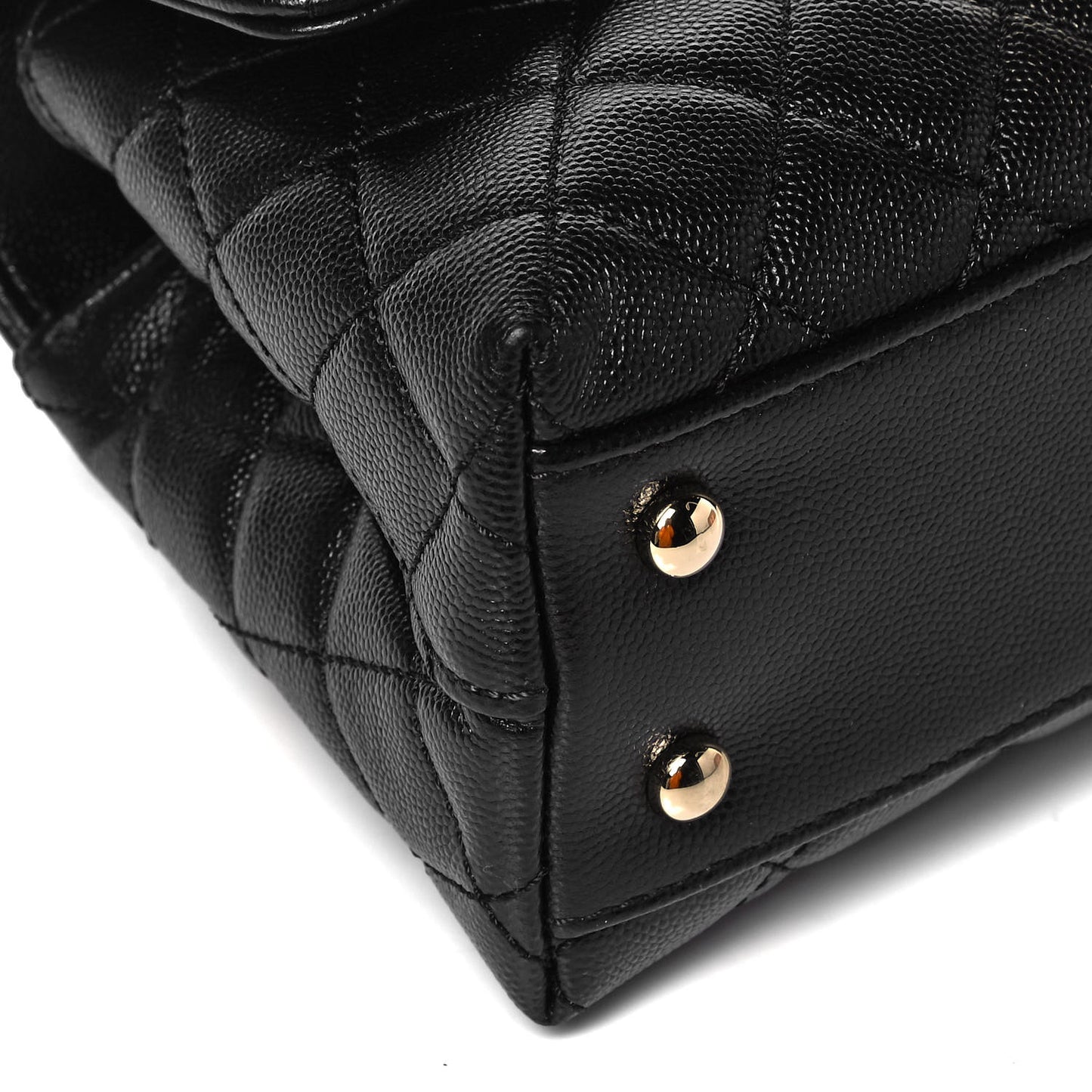 Caviar Quilted Mini Coco Handle Flap Black