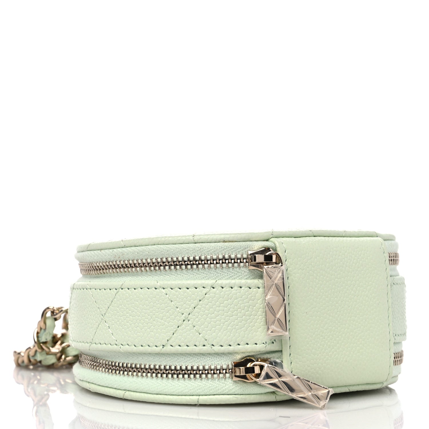 Chanel Caviar Quilted Round Handle With Care Vanity With Chain Light Green 4 of 10