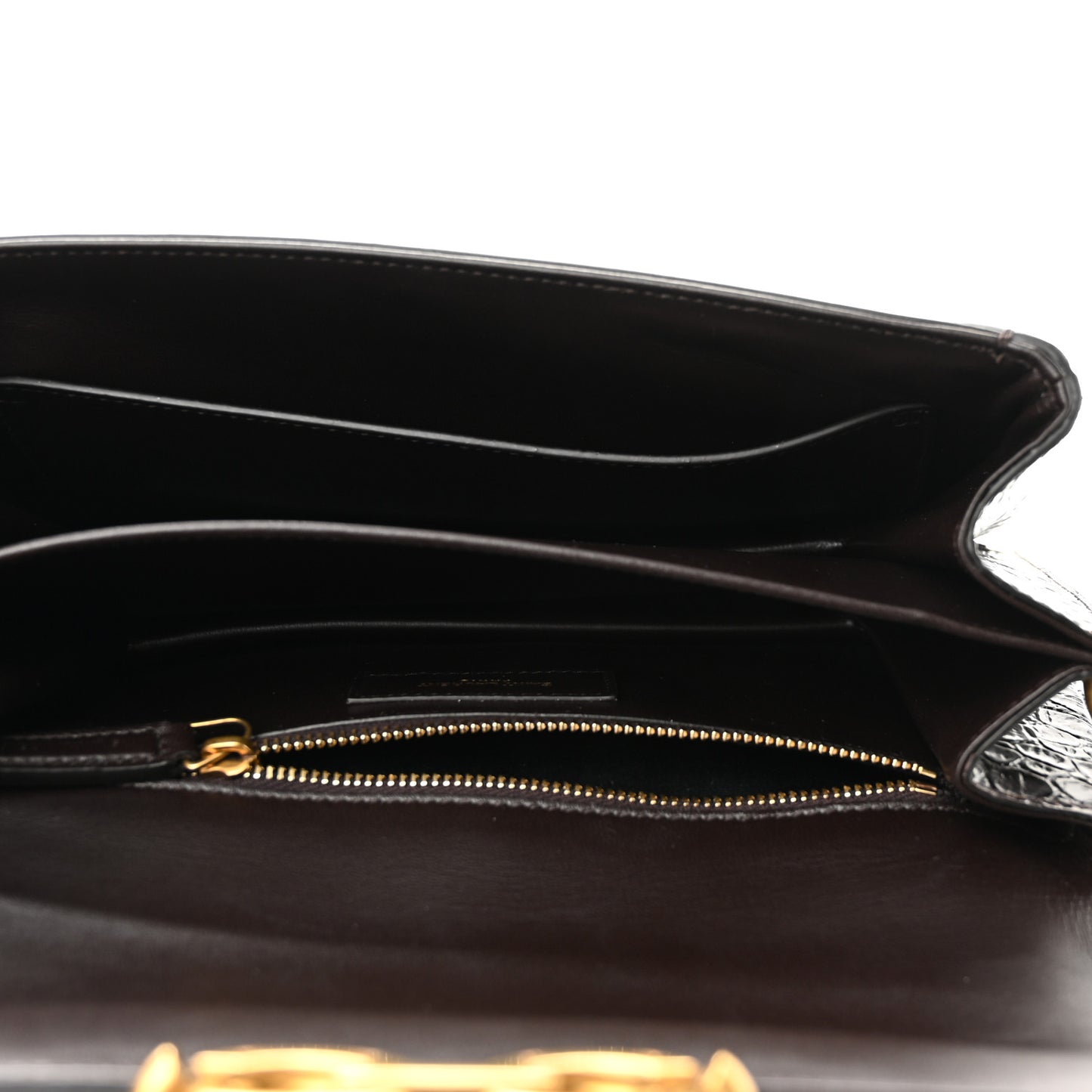 Shiny Crocodile Embossed Calfskin Le Maillon Satchel Coffee