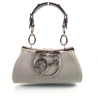 Christian Dior Denim Logo Frame Bag Gray 1 of 10