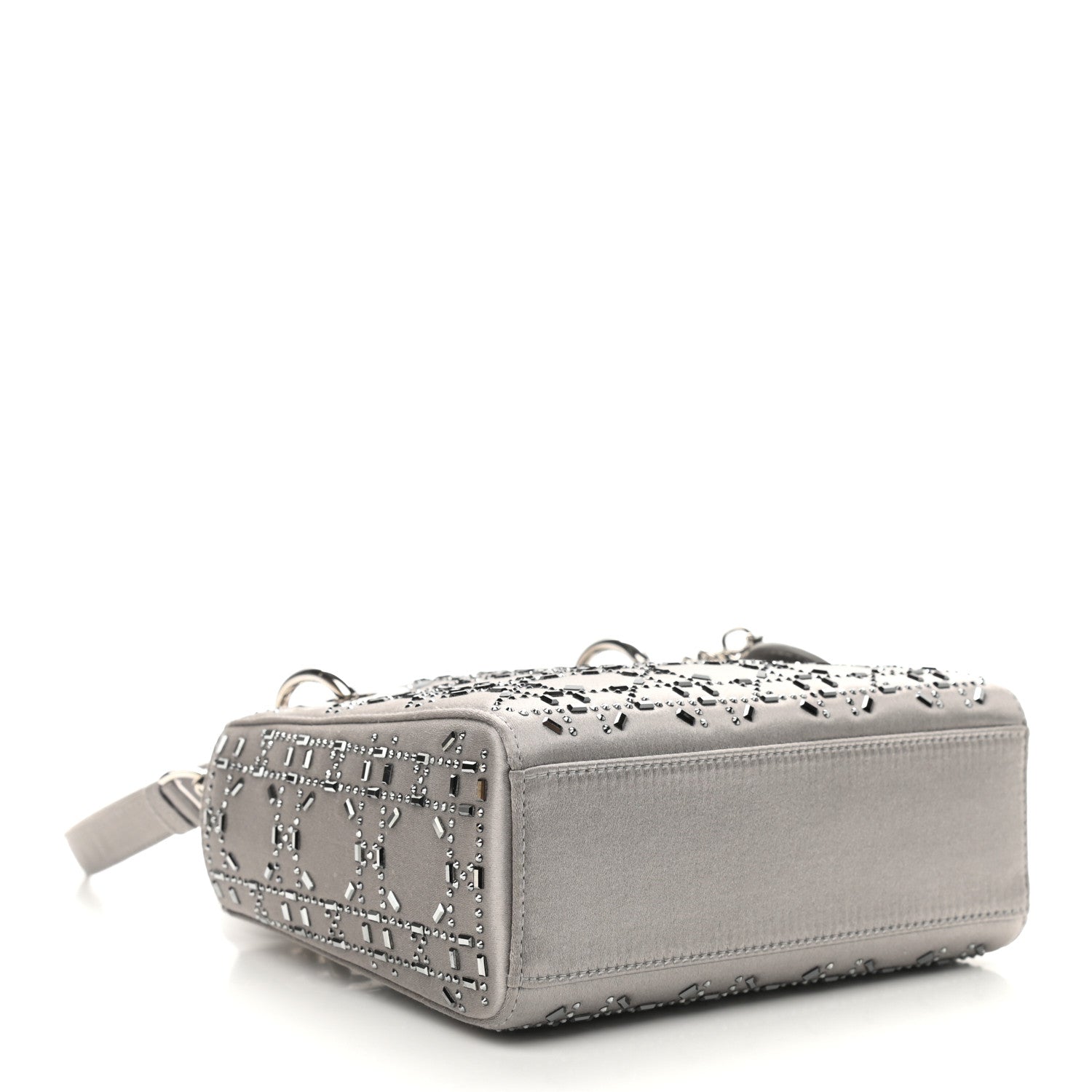 Christian Dior Satin Crystal Cannage Mini Lady Dior Gray 4 of 8