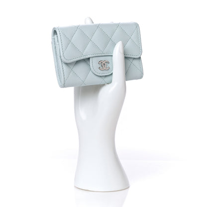 Chanel Caviar Quilted Flap Card Holder Wallet Light Blue 2 of 9