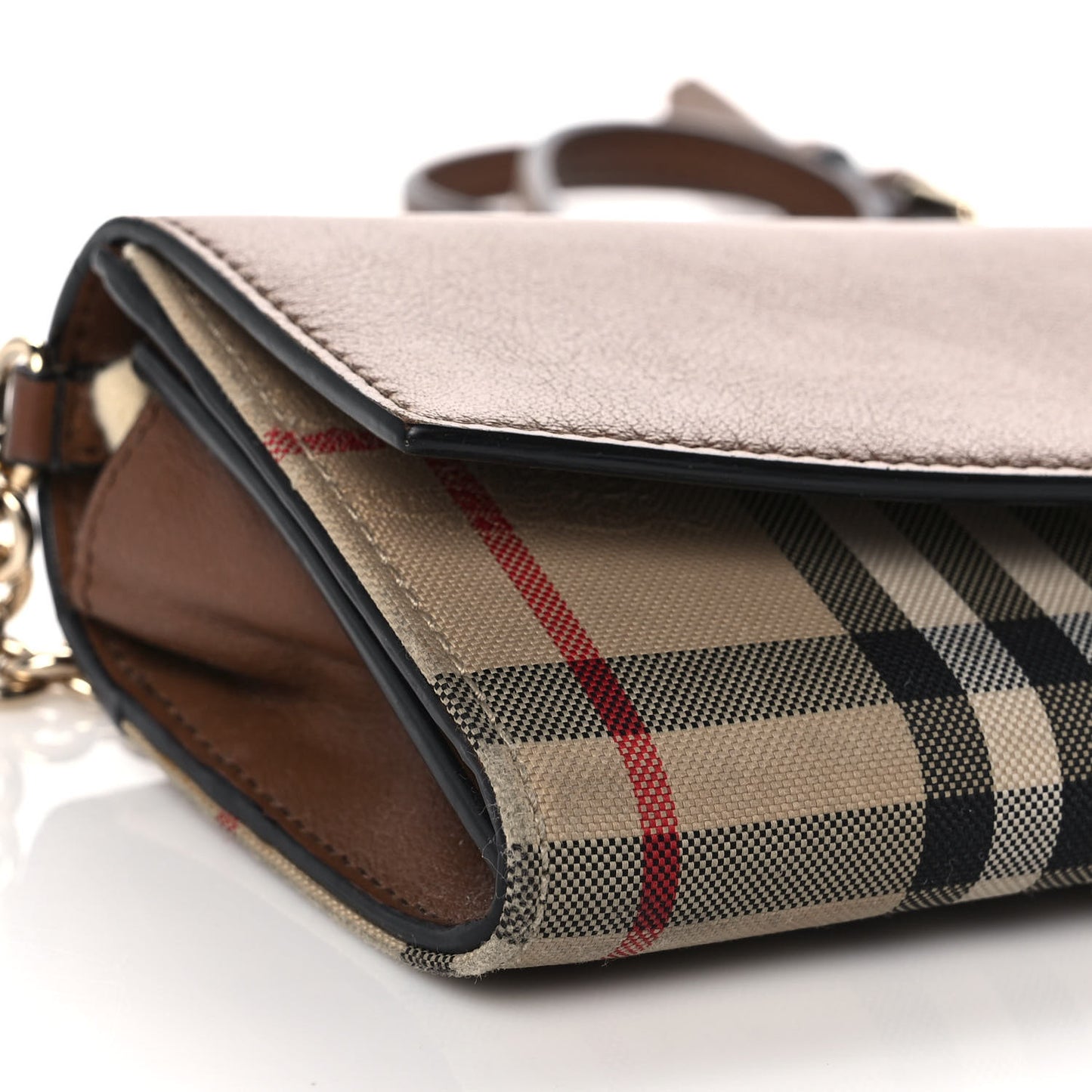 Calfskin Horseferry Check Henley Wallet On Chain Tan