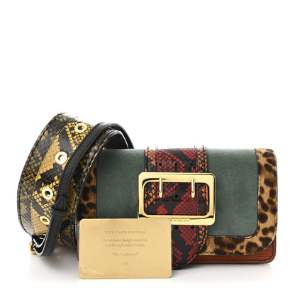 Burberry Calfskin Suede Watersnake Print Pony Hair Small Madison Buckle Bag Tan Multicolor 3 of 13