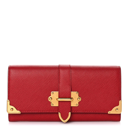 Prada Saffiano Cahier Continental Flap Travel Wallet Fuoco 3 of 12